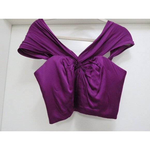 AMUR Winnie Off the Shoulder Purple 100% Silk Top - Size XXS NWT - Picture 2 of 14